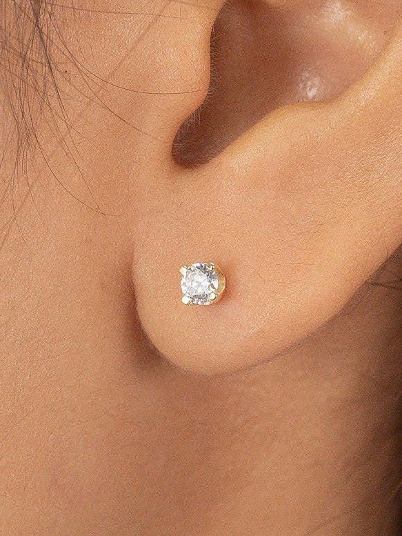 3.5mm Diamond Stud Earrings, Diamond Jewelry, Diamond Earing, Diamond Simulant Studs